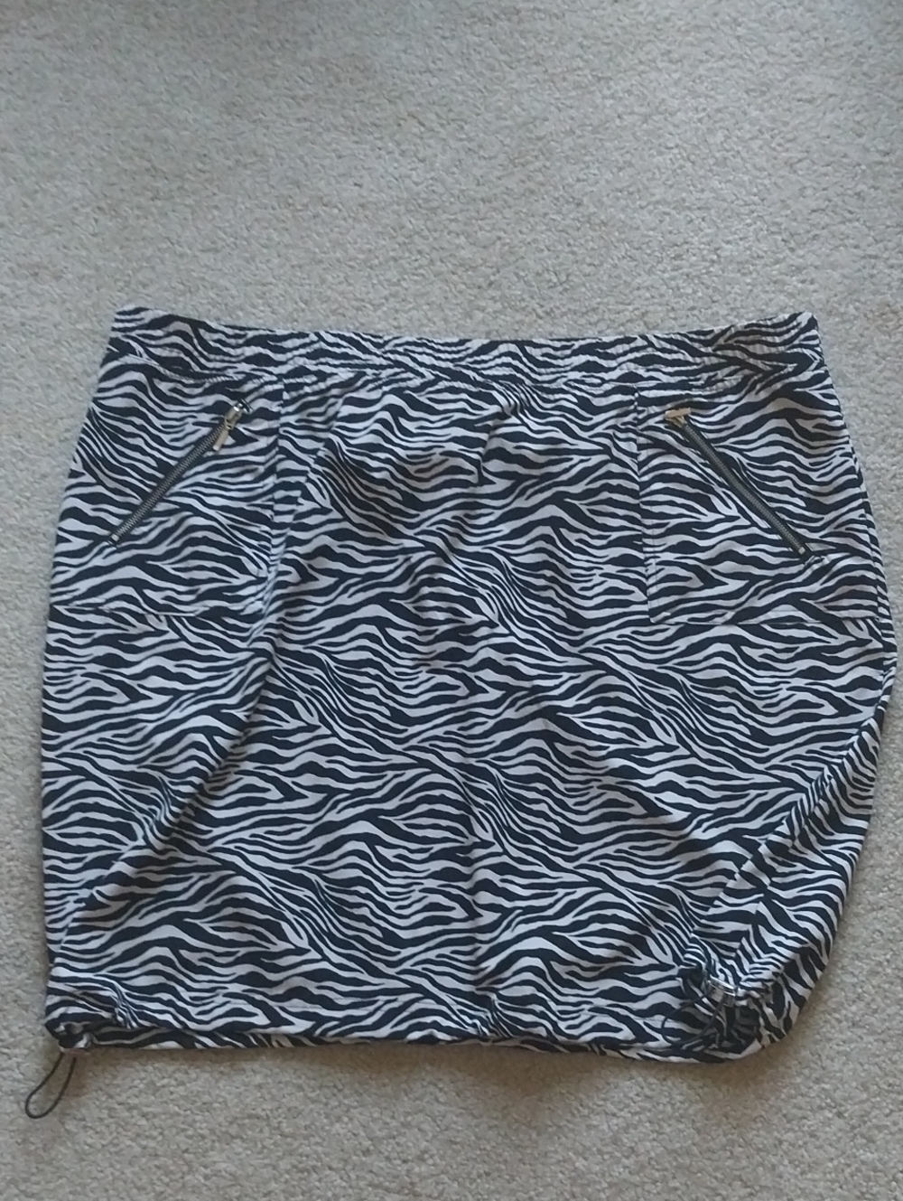 Zebra Print Women’s Skirt with Zip Pocket Detail - Black & White